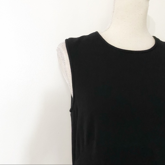 Tibi BLACK WOOL CASHMERE BLEND SLEEVELESS PEPLUM FORMAL SHEATH DRESS - 4 - Picture 4 of 10